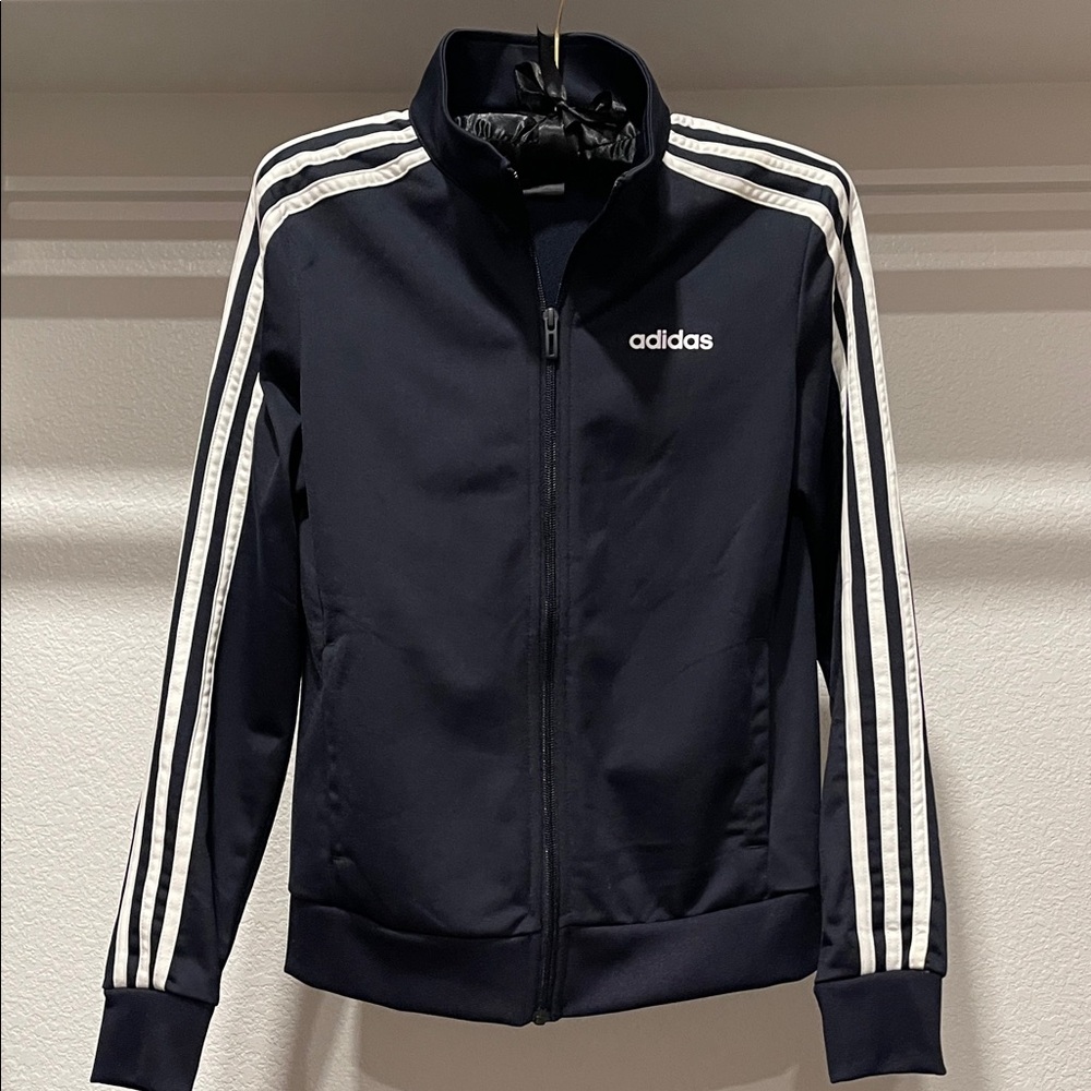 Adidas Navy Track Jacket with White Stripes
